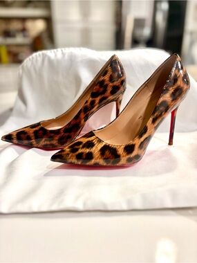 Red Bottoms Never worn Leopard Print Pointed Toe Stiletto Pumps - Women